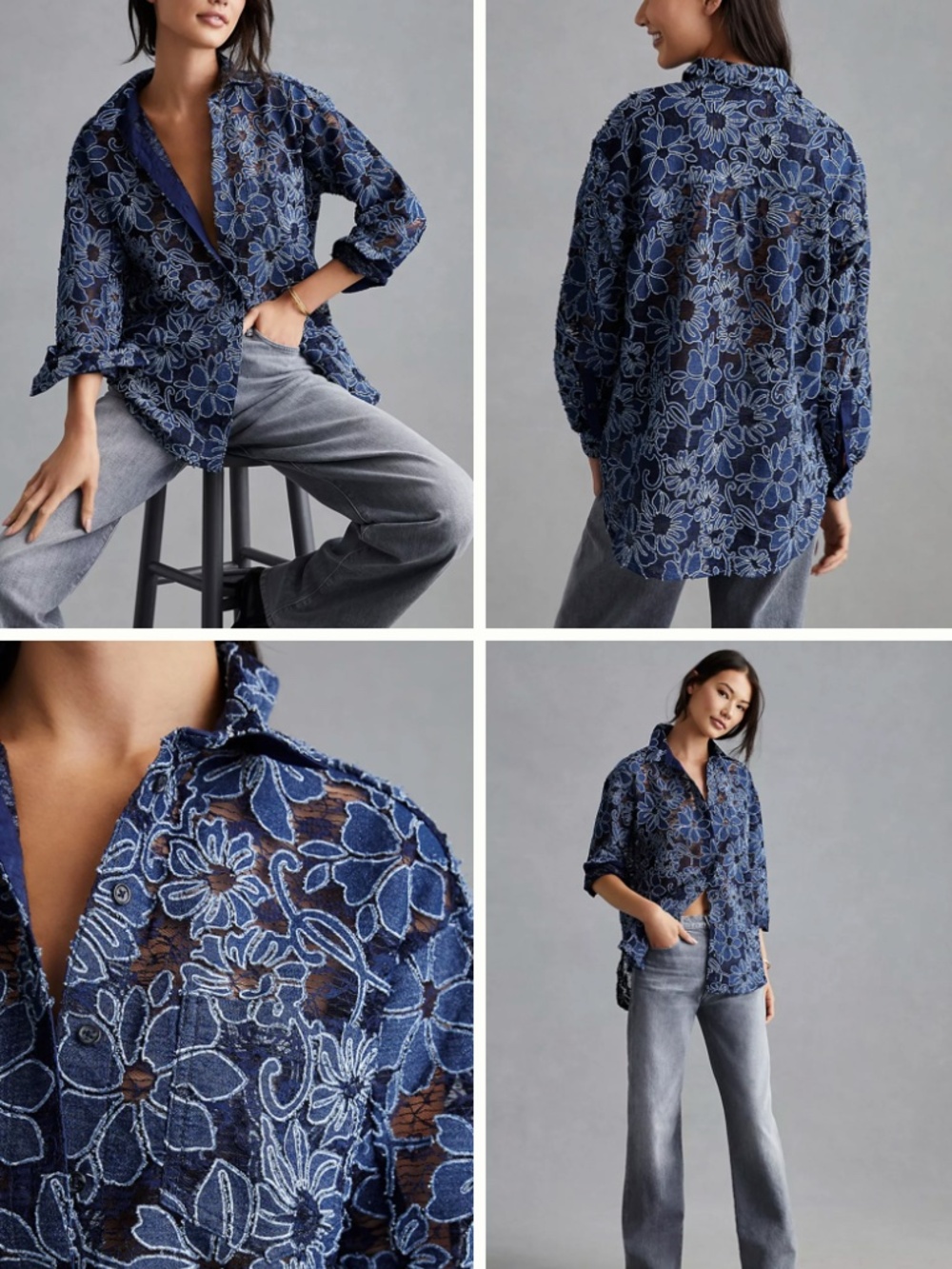 NWT Pilcro Sheer Lace Blouse